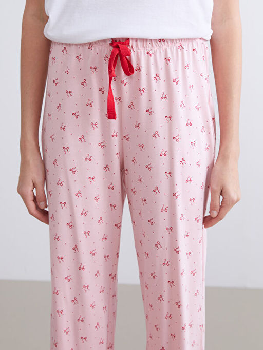 Beli Lastikli Desenli Kad?n Pijama Alt?