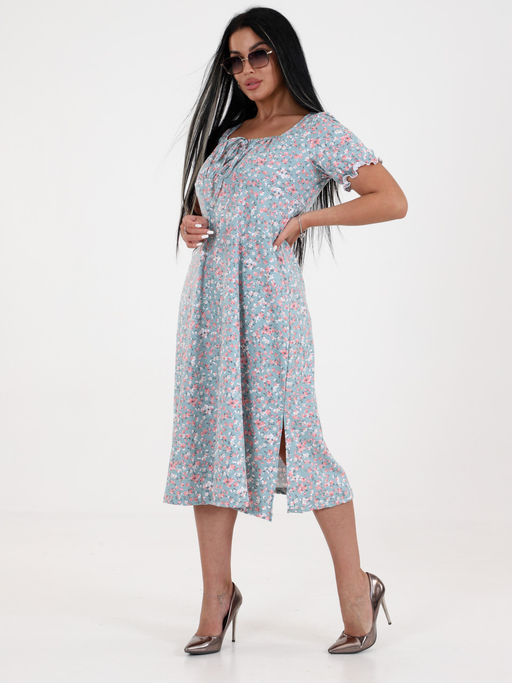 ПЛ-АНЖЕЛИКА ПЛАТЬЕ ЖЕНСКОЕ (Цветы ментол) - А-дина фото 5