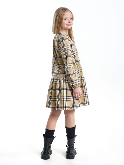 Платье для девочки нарядное детская одежда выпускной UD 7861 бежевая клетка - Mini maxi фото 2