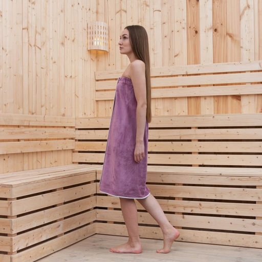 Полотенце-парео Этель для бани, цв. сиреневый, 70*140 см, 100% п/э, 280 г/м2  фото 2