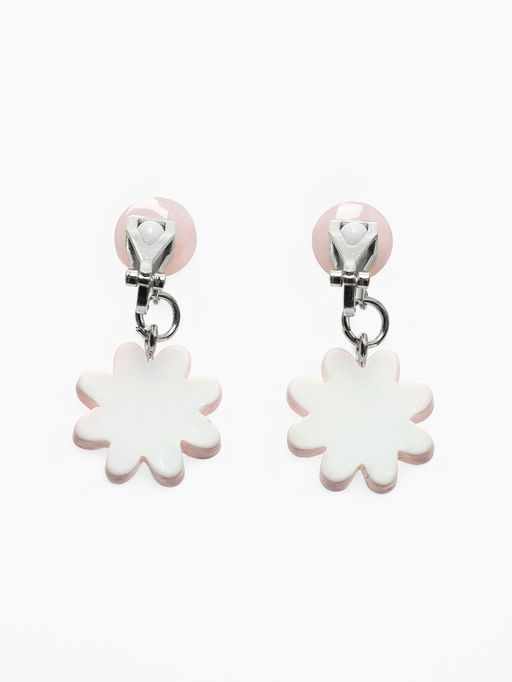 Серьги-клипсы детские «Выбражулька» цветок с жемчужиной, розово-белые