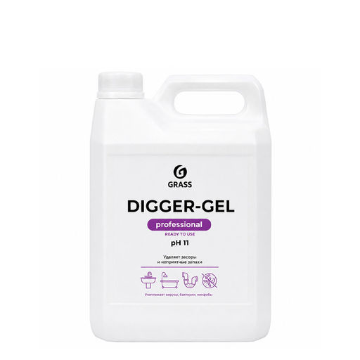 Средство для прочистки канализационный труб Digger-Gel Prof pH11 5,3 кг Щелочное арт. 125206 ГраСС - Полимербыт фото 2