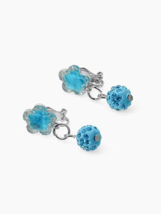 Цена за 2 шт. Серьги клипсы детские «Выбражулька. Шамбала и звездой кристалл», голубые