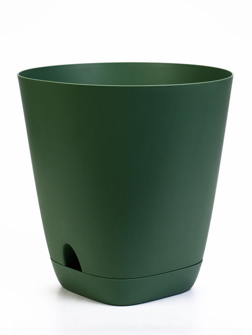 Горшок для цветов «Гранд», 15 л, d=29.5 см, h=31 см, пластиковый, с прикорневым поливом, зелёный