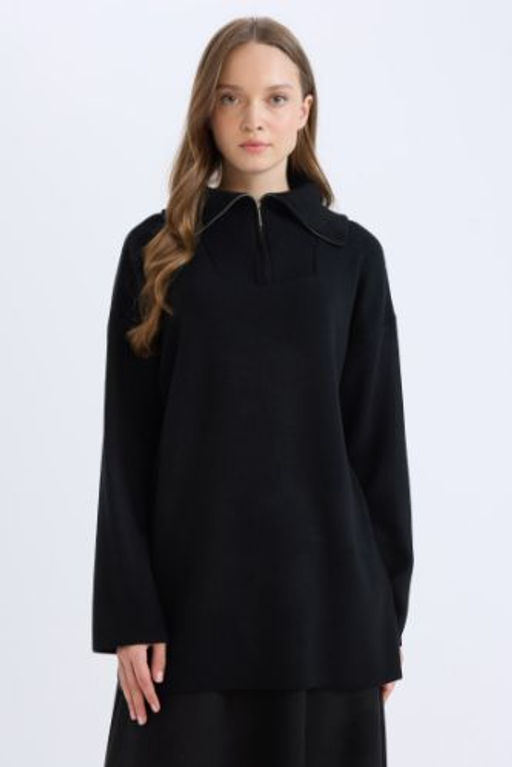 Regular Fit Fermuarl? Dik Yaka Triko Kazak Tunik