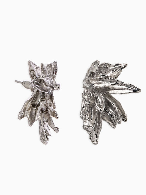 Цена за 2 шт. Серьги металл "Цветы половинки", цвет серебро