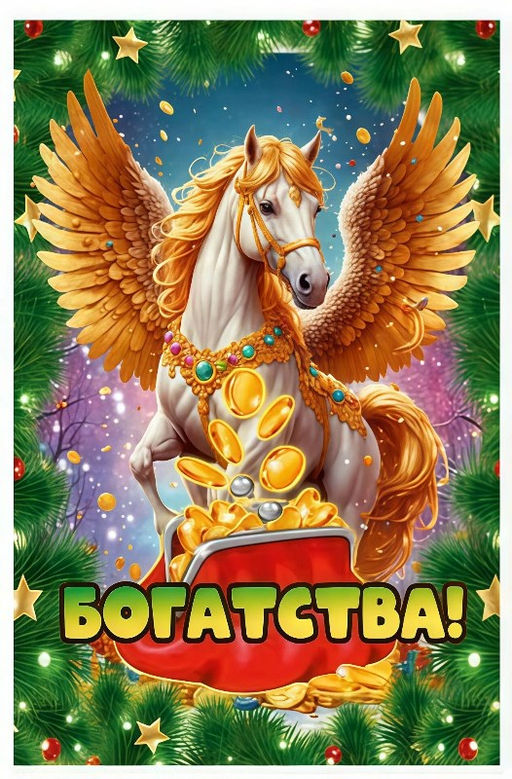 Цена за 2 шт. Магнит 6,5*9,6см "Лошадка. Богатства!"