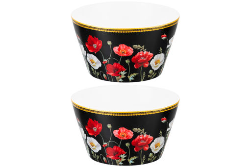 Набор 2 салатников 600 мл 13*13*7,5 см Маки на черном NEW BONE CHINA - Elan gallery фото 4
