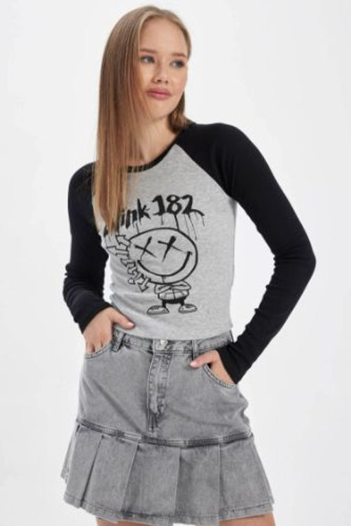 Coool Blink Fitted Bisiklet Yaka Fitilli Kaskorse Uzun Kollu Tisort