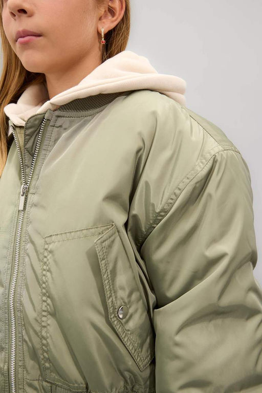 Пуховик со съемным капюшоном для девочек - Defacto фото 4