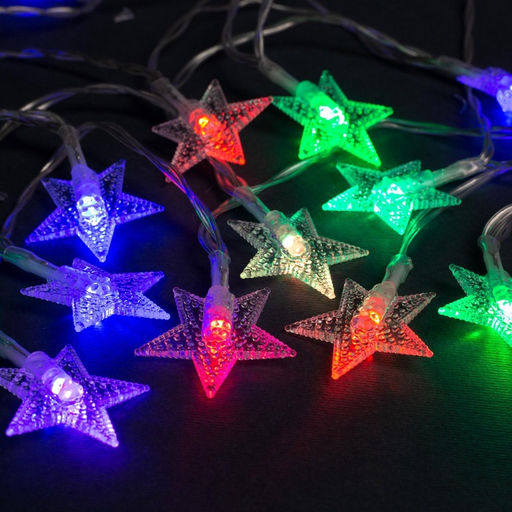 Гирлянда Нить 3 м с насадками Звёзды, IP20, прозрачная нить, 20 LED, батарейки AAх3 (нет в комплекте), свечение мульти - Luazon lighting фото 3