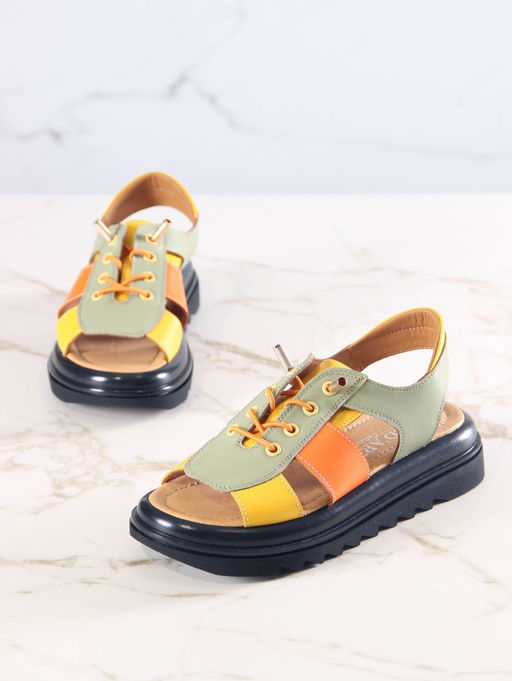 Босоножки EDART 2029.2525bl. Авокадо желтый оранжевый+черный  фото 9