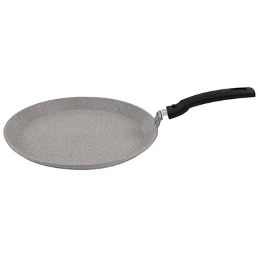 Сковорода блинная с тефлоновым покрытием д24см "Мрамор Светлый", h2,3см, литая, съемная ручка из термостойкого пластика 16,5см (Россия)