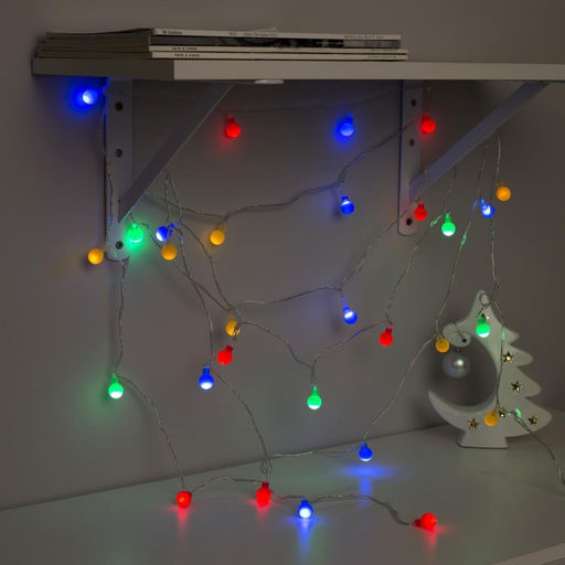 Гирлянда Нить 5 м с насадками Шарики цветные, IP20, прозрачная нить, 30 LED, свечение мульти, 8 режимов, 220 В - Luazon lighting фото 4