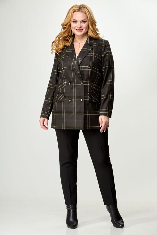Жакет БелЭльСтиль 848 коричневая клетка фото 2