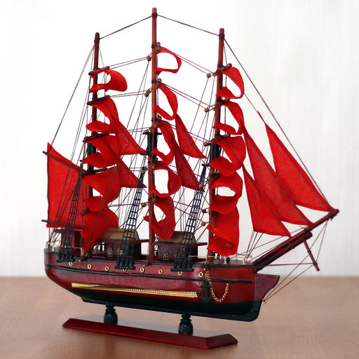 Макет парусного корабля 60х52 см / A26658-60 /уп 4/красный парус - Галеонтрейд фото 6