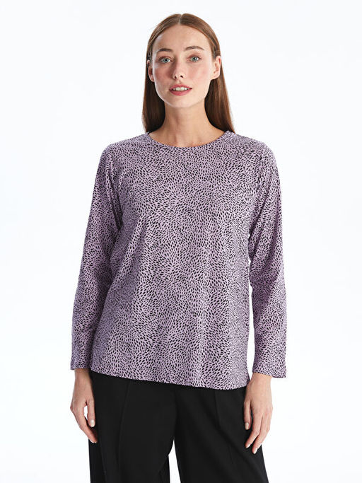 Bisiklet Yaka Desenli Kad?n Bluz