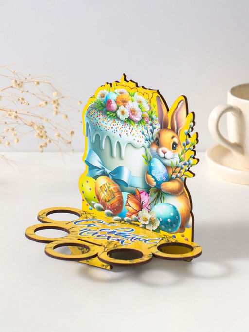 Подставка для 5 яиц «Зайка», жёлтая, 17×14×10 см