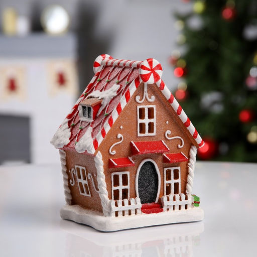 Светодиодная фигура «Пряничный домик» 18×12×10 см, полистоун, от батареек АААх3, свечение тёплое белое