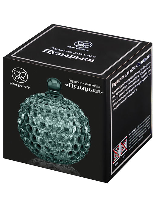 Горшочек д/меда 150 мл 8,5*8,5*11 см "Пузырьки" зеленый