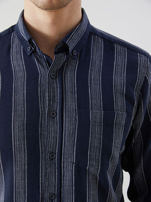 Regular Fit Uzun Kollu ?izgili Erkek G?mlek