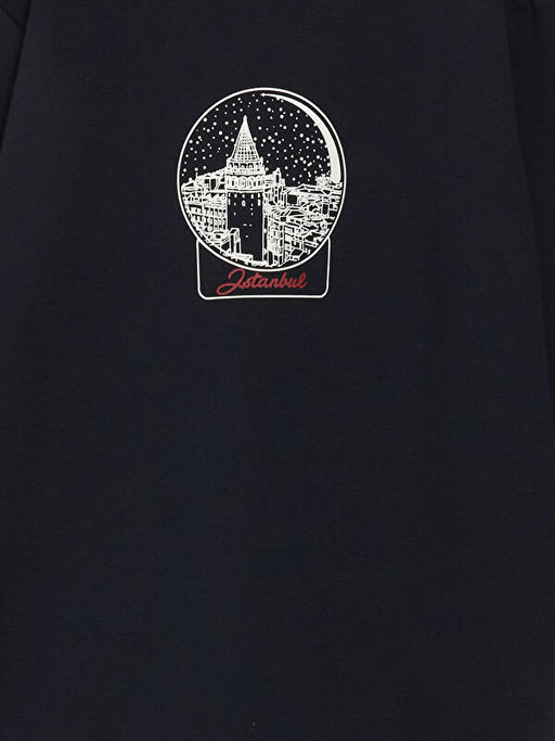 Bisiklet Yaka Bask?l? Erkek ?ocuk Sweatshirt - Waikiki фото 3