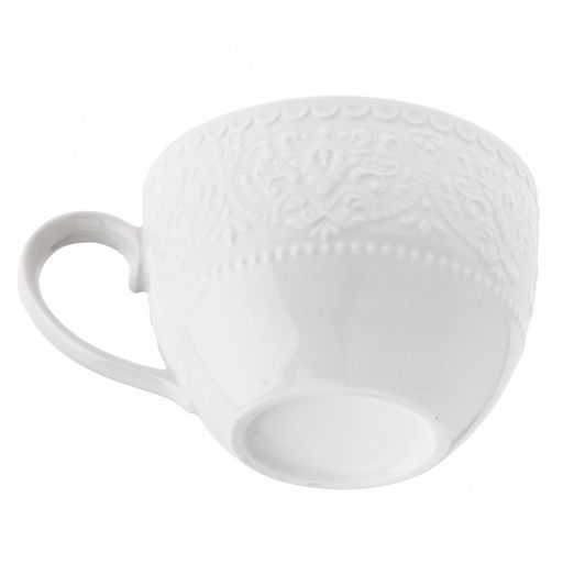 Русь Чашка фарфоровая 310мл, д9,8см h6,8см, глянцевая глазурь, белый, рельефный декор (Китай) - Домашняя мода фото 4