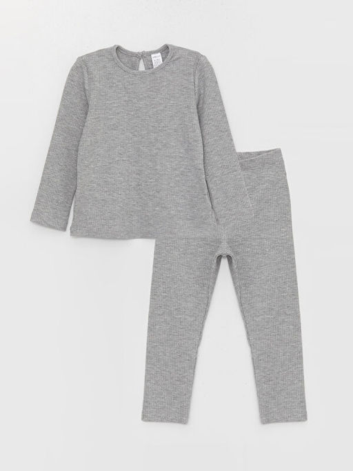 Bisiklet Yaka Uzun Kollu Bask?l? K?z Bebek Pijama Tak?m?
