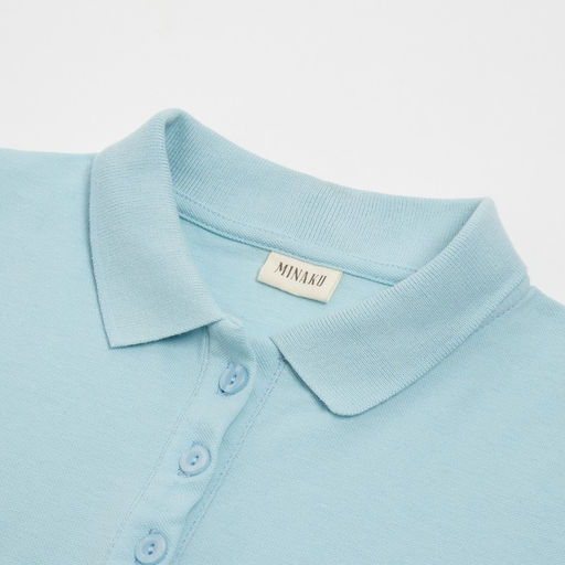 Футболка поло женская MINAKU: Basic line, голубая, размер 42