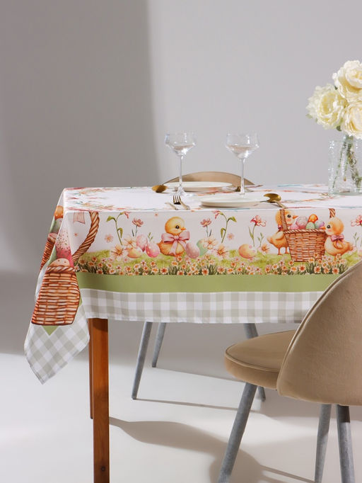 Скатерть на стол «Доляна. Пасхальные цыплята» 145×215±3 см