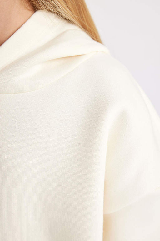 Толстовка оверсайз для девочек с капюшоном и мягкой ворсистой подкладкой - Defacto фото 5