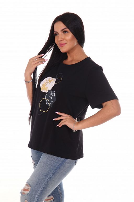 РАСПРОДАЖА Футболка промо 718/черный шестигранник - Ihomelux фото 5