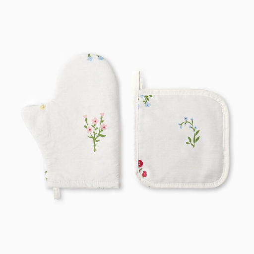 Набор кухонный Этель «Цветочек»: варежка 20×27 см, прихватка 19×19 см, саржа 190 г/м², 100% хлопок