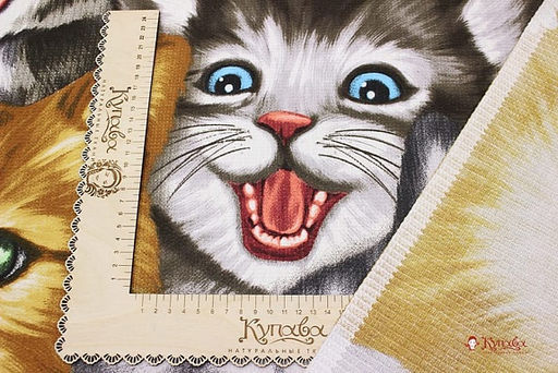 Вафельное полотно Котофеи, ш.1.5м, хлопок-100%, 165гр/м.кв - Купава фото 3