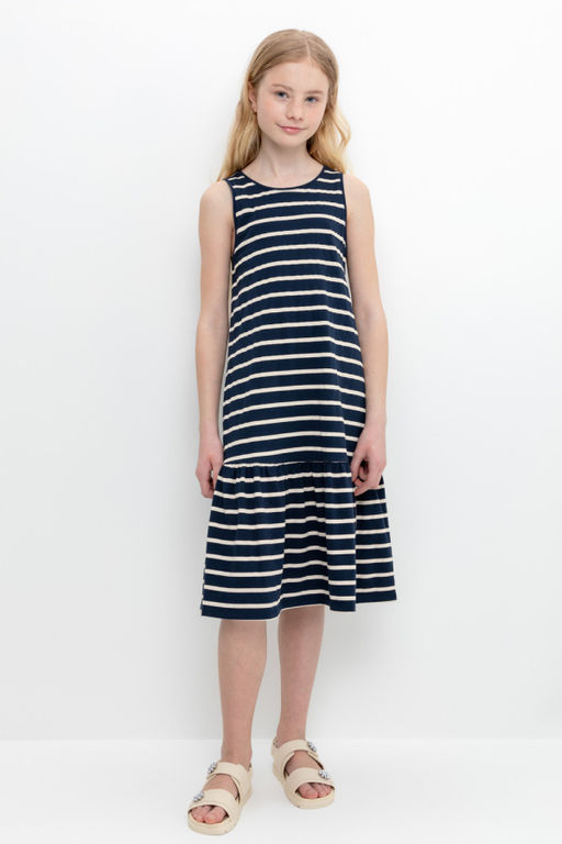 КР 5803/индиго,полоска к396, сарафан