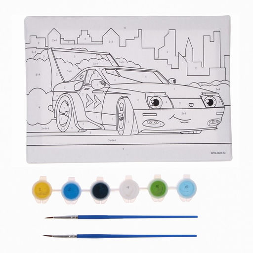 Картина по номерам для детей Спорткар, 21?15 см