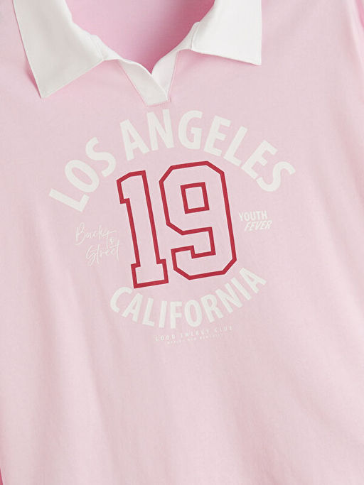 Polo Yaka Los Angeles Bask?l? K?z ?ocuk Ti??rt