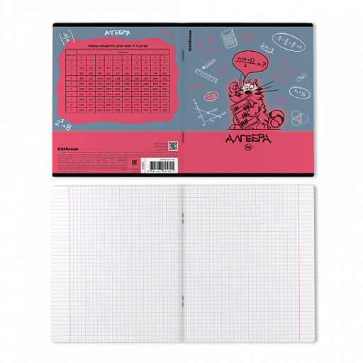 Цена за 5 шт. Тетрадь общая ученическая с пластиковой обложкой на скобе ErichKrause Котоформулы, Алгебра, 48 листов, клетка  фото 2