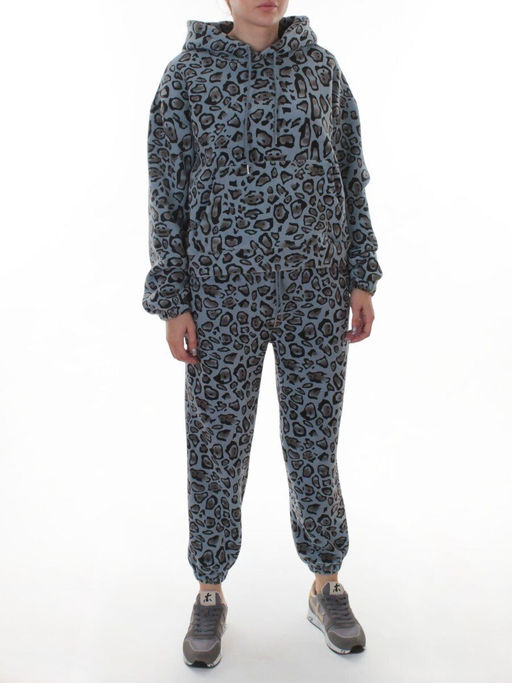 003 LT. BLUE/LEOPARD Костюм спортивный зимний женский (95% хлопок, 5% полиэстер)