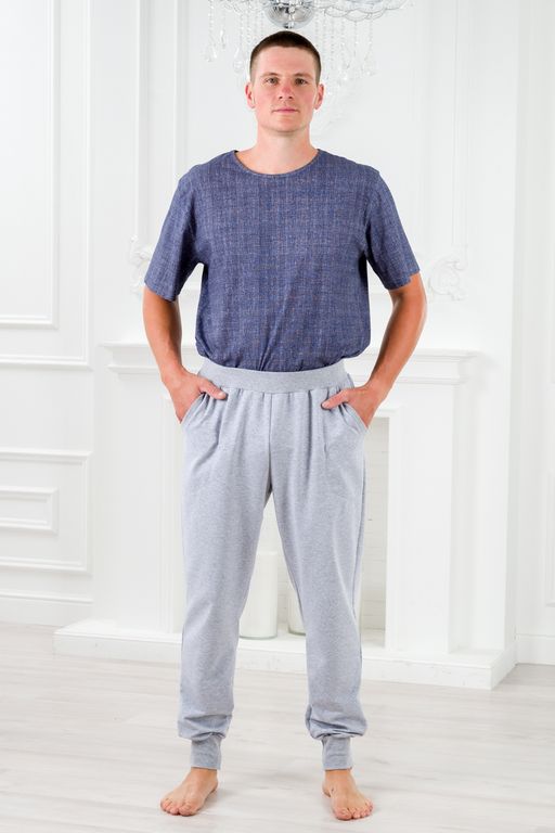 Брюки мужские из футера Оскар серый меланж - Амадэль фото 5