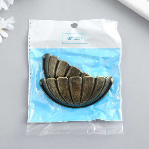 Цена за 2 шт. Ручка для шкатулки металл Лепестки бронза 7,6х3,8х1,5 см - Арт узор фото 3