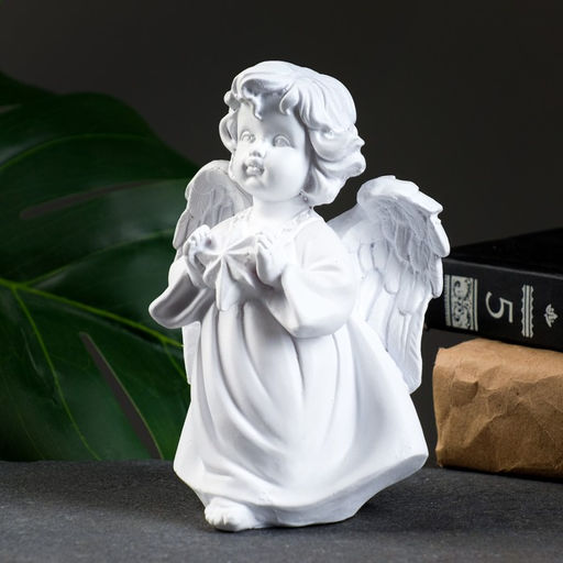 Фигурка полистоун «Ангелочек со звездочкой», белый, 11×8×15 см