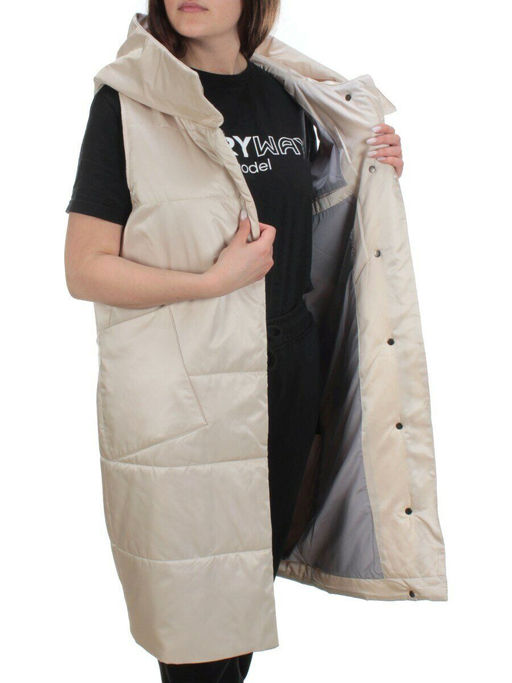 M001 BEIGE Жилет женский демисезонный (100 гр. синтепон) - Фабричный китай фото 6
