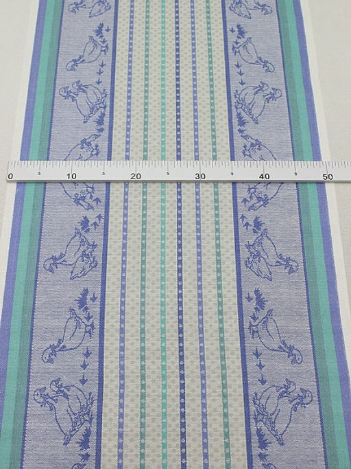 Холст полотенечный жаккард Датский гусь цв.васильково-голубой, ш.0.5м, лен-30%, хл-70%, 210гр/м.кв - Купава фото 2