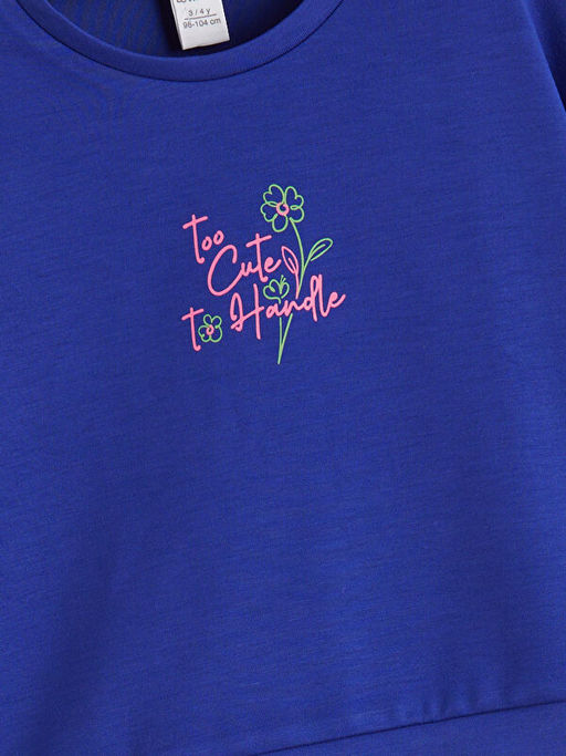 Bask?l? K?z ?ocuk Sweatshirt ve E?ofman Alt 2li