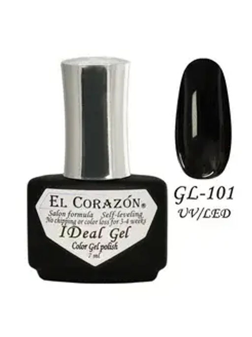 El Corazon Гель-лак IDeal Gel №GL-101 чёрный, 7 мл UV/LED