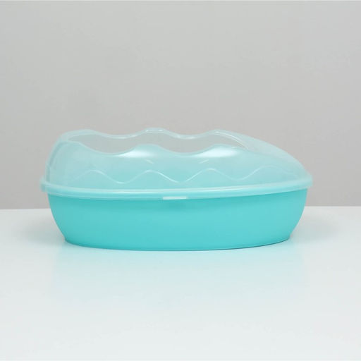 Туалет для кошек округлый с бортиком и совком 38 x 28 x 15 см, синий - Пижон фото 2