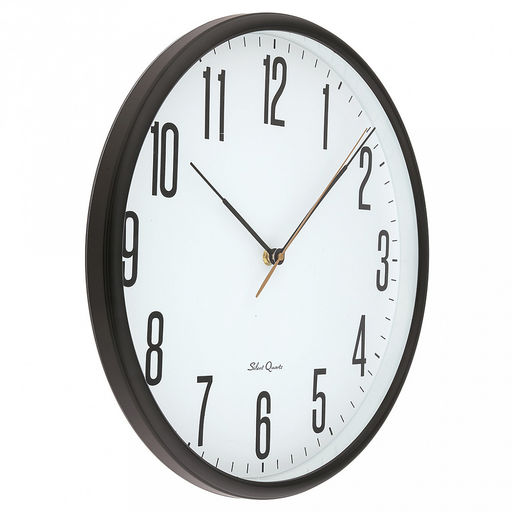 Часы настенные "Маэстро" д37,5см, h5,5см, мягкий ход, циферблат белый; цифры арабские, черный; корпус пластик, черный; в коробке (Китай)