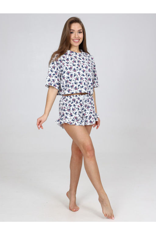 Пижама женская П-124.13 Цветы синий - Хороший трикотаж фото 3