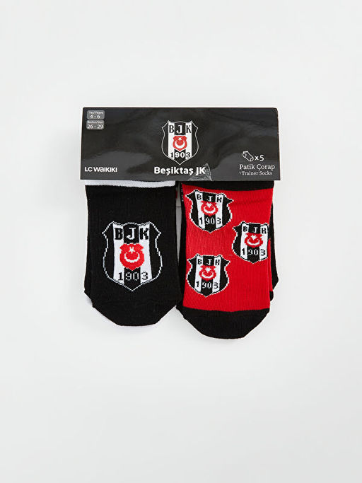 Be?ikta? Desenli Erkek ?ocuk Patik ?orap 5li